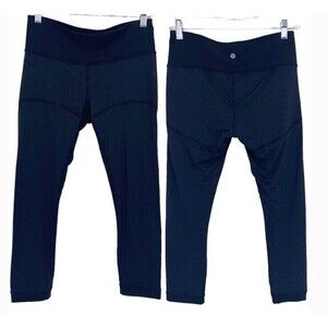 Lululemon Hot Like Agni Crop Full-On Luxtreme Mesh Leggings Black Size 6 EUC